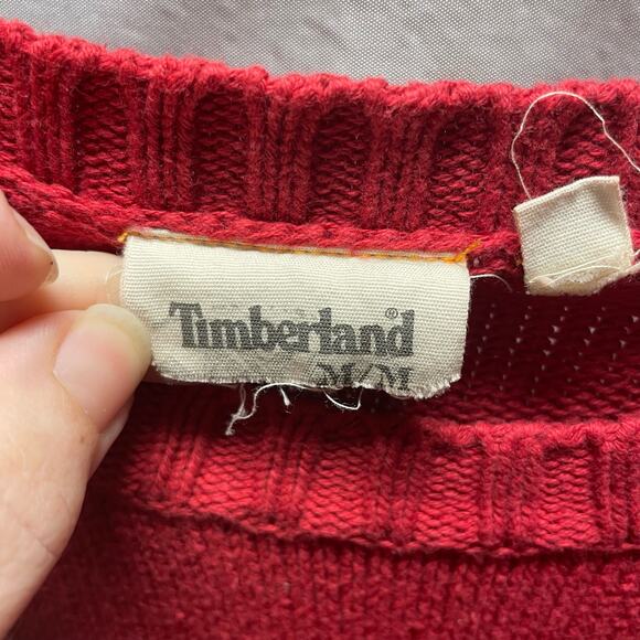 Timberland Red Knit Pullover Sweater Size Medium - Picture 3 of 5